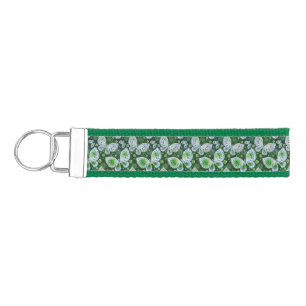 Fly Away Paisley Butterfly Print Green  Wrist Keychain
