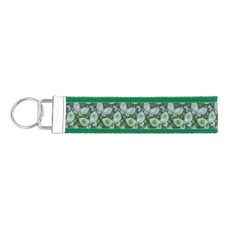 Fly Away Paisley Butterfly Print Green Wrist Keychain