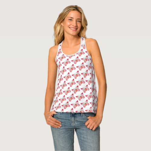 Fly Away to Be Happy Pink Shiny Butterfly Tank Top
