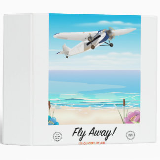 Fly away vintage cartoon travel poster 3 ring binder