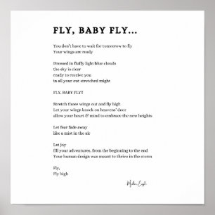Fly baby fly inspirational poem wall poster