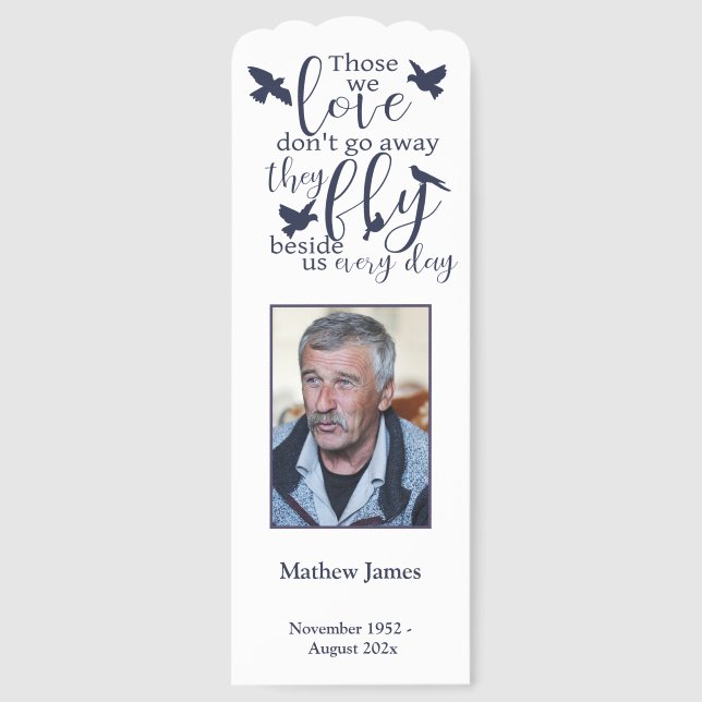 Fly Beside Us Bird Memorial Funeral Keepsake Bookmarks (Front)