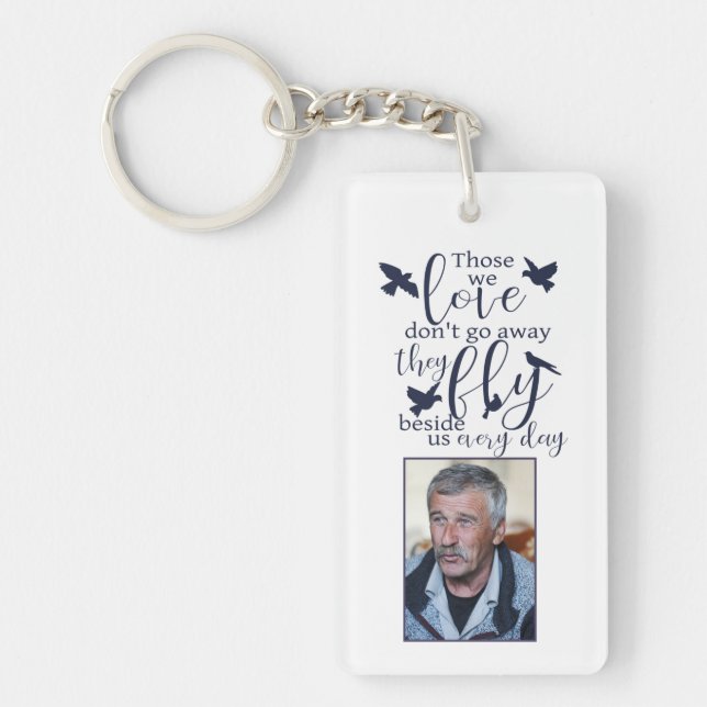 Fly Beside Us Bird Memorial Funeral Keepsake Keychain (Front)