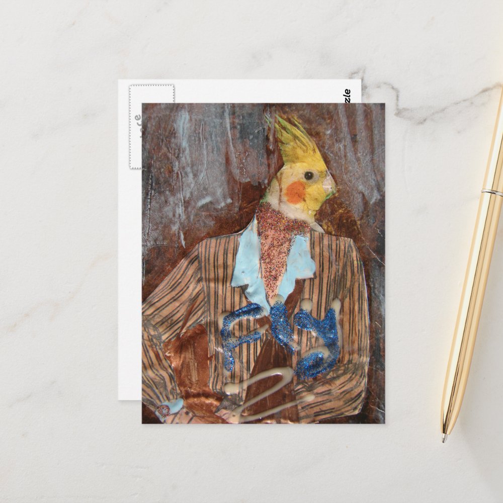 Fly Bird Mixed Media Postcard