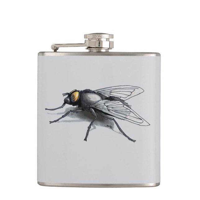 Fly Buddy giant fly gray wrapped flask (Front)