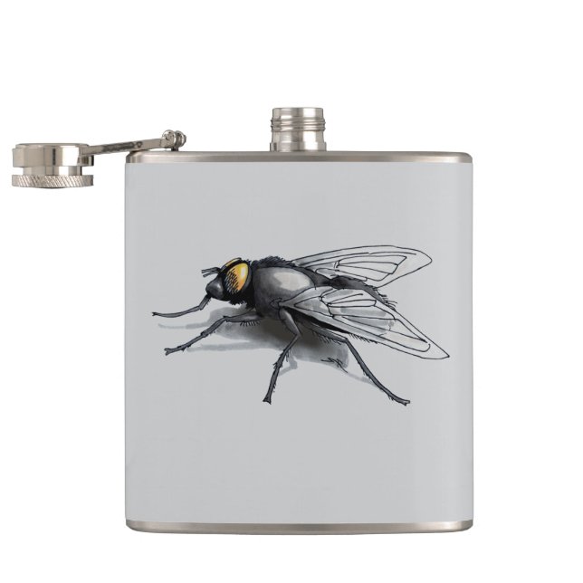 Fly Buddy giant fly gray wrapped flask (Opened)