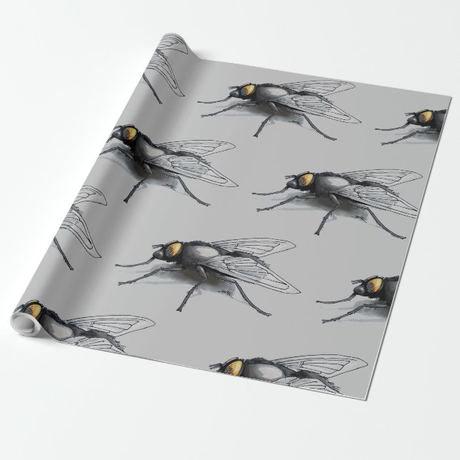 Fly Buddy gray glossy wrapping paper (Unrolled)