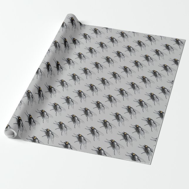 Fly Buddy gray glossy wrapping paper (Unrolled)