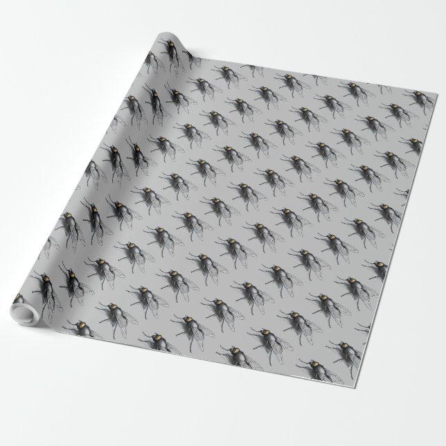 Fly Buddy gray glossy wrapping paper (Unrolled)