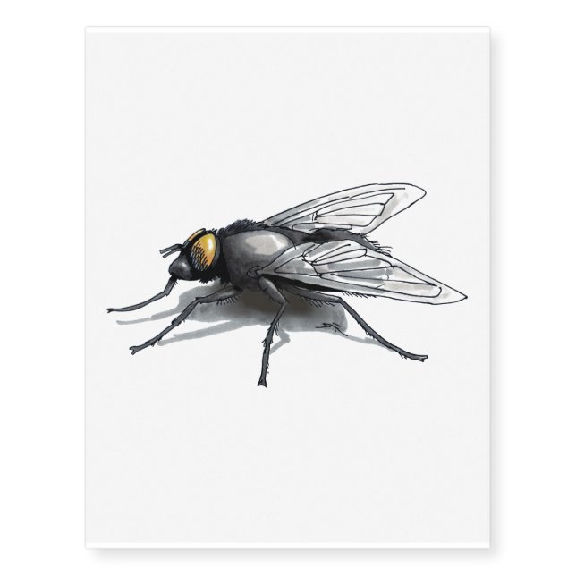 Fly Buddy w shadow temporary tattoo large (Front)