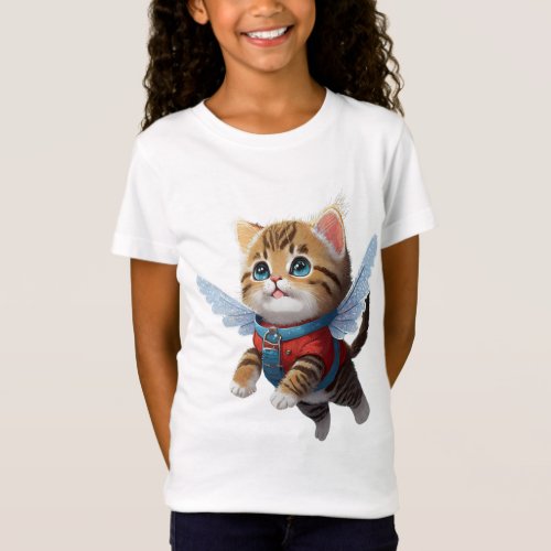 fly cat in the design by the t shirt 
