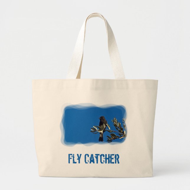 Fly Catcher Large Tote Bag (Front)