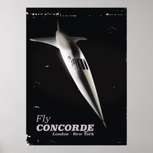 Fly Concorde vintage style travel poster