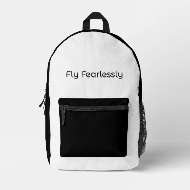 Fly Fearlessly Aviation Inspirational Quote Printed Backpack (Front)