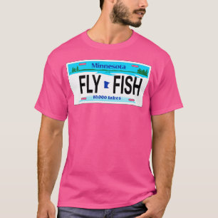 Fly Fish Fishing Rivers Minnesota Mn License Plate T-Shirt