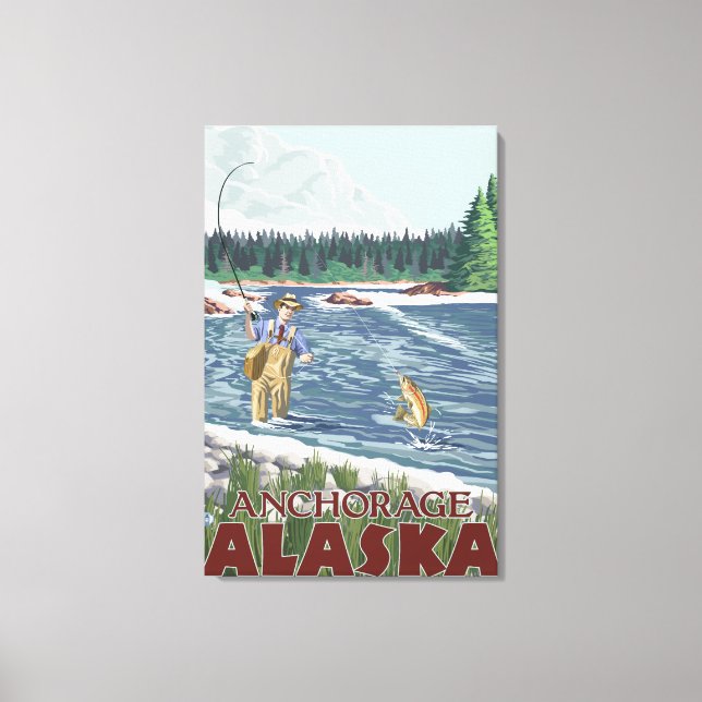 Fly Fisherman - Anchorage, Alaska Canvas Print (Front)