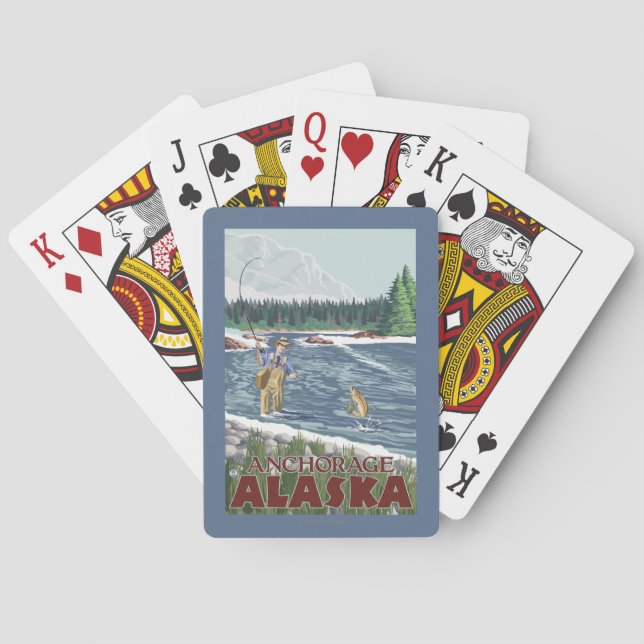 Fly Fisherman - Anchorage, Alaska Poker Cards (Back)