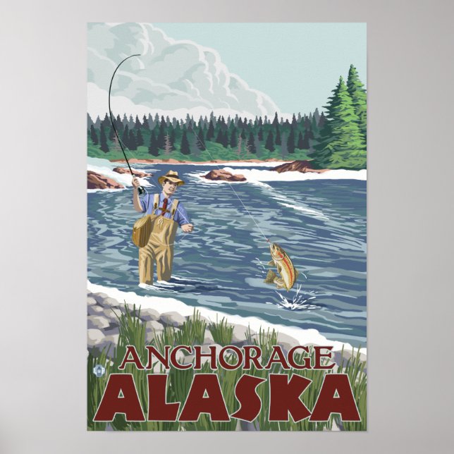 Fly Fisherman - Anchorage, Alaska Poster (Front)