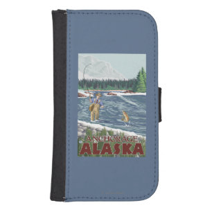 Fly Fisherman - Anchorage, Alaska Galaxy S4 Wallet Case