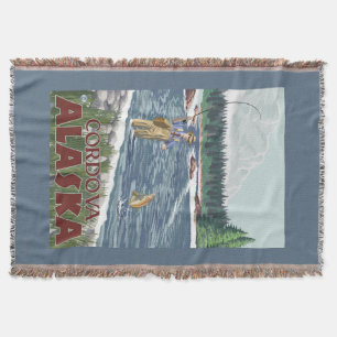Fly Fisherman - Cordova, Alaska Throw Blanket