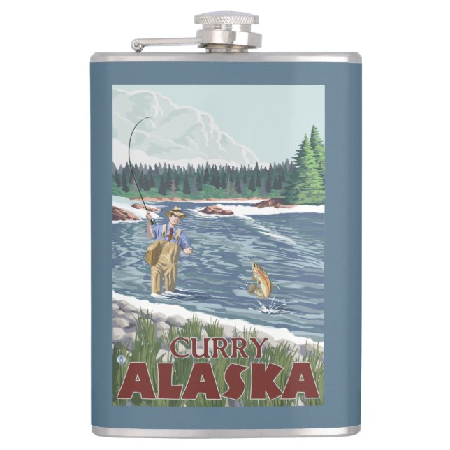 Fly Fisherman - Curry, Alaska Flask (Front)
