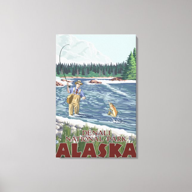 Fly Fisherman - Denali National Park, Alaska Canvas Print (Front)