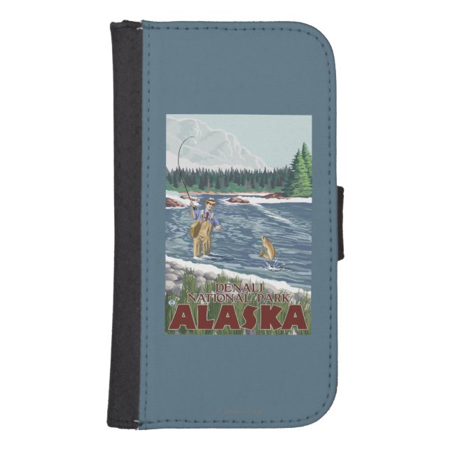 Fly Fisherman - Denali National Park, Alaska Samsung Galaxy Wallet Case (Front)