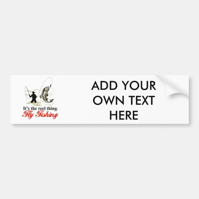 Fly fisherman fishing catching trout fly rod reel bumper sticker (Front)