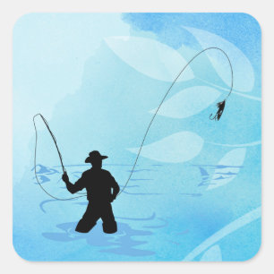 Fly Fisherman Fishing Stickers