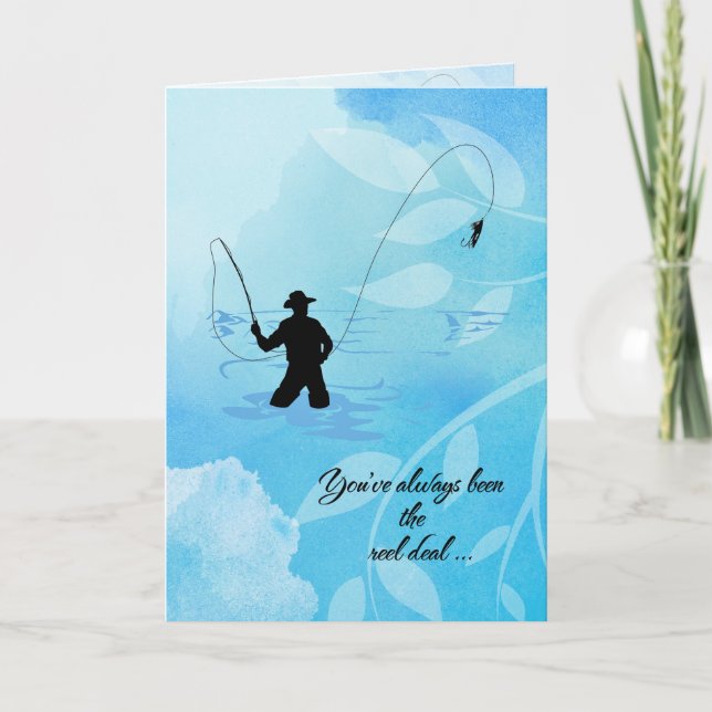 "Fly Fisherman" Happy Birthday Card (Front)