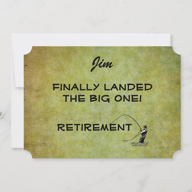 Fly Fisherman - Landed Big One! Retirement Invitation (Front)