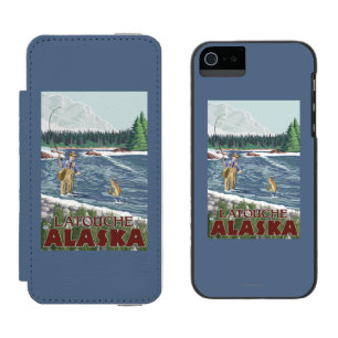 Fly Fisherman - Latouche, Alaska Wallet Case For iPhone SE/5/5s