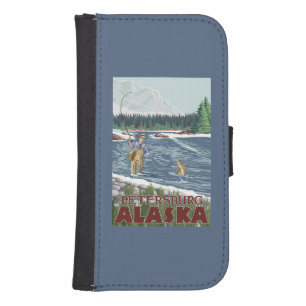 Fly Fisherman - Petersburg, Alaska Samsung S4 Wallet Case
