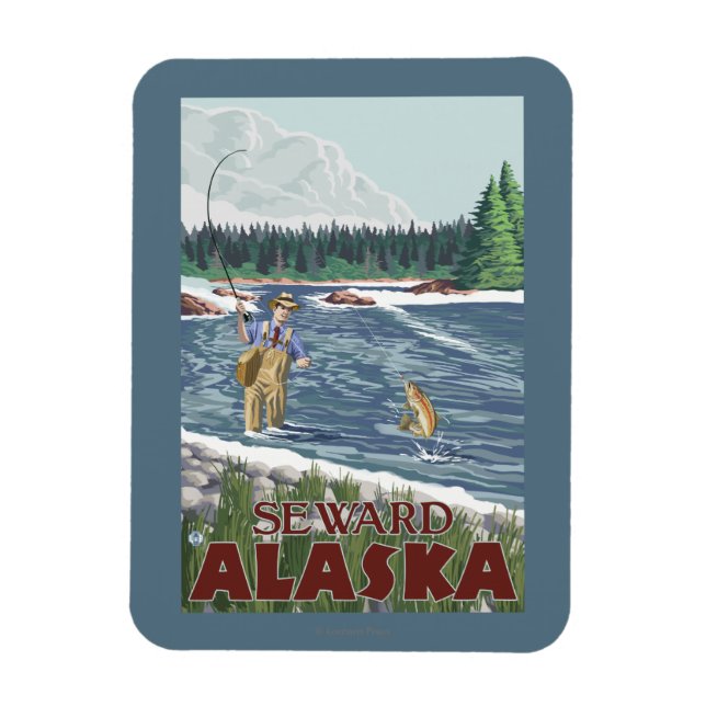 Fly Fisherman - Seward, Alaska Magnet (Vertical)