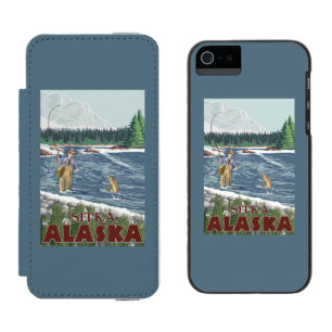 Fly Fisherman - Sitka, Alaska Wallet Case For iPhone SE/5/5s