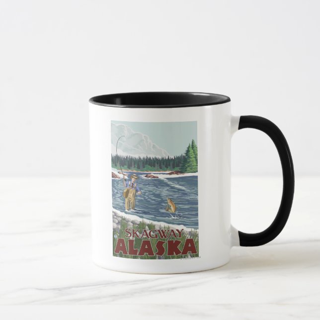 Fly Fisherman - Skagway, Alaska Mug (Right)
