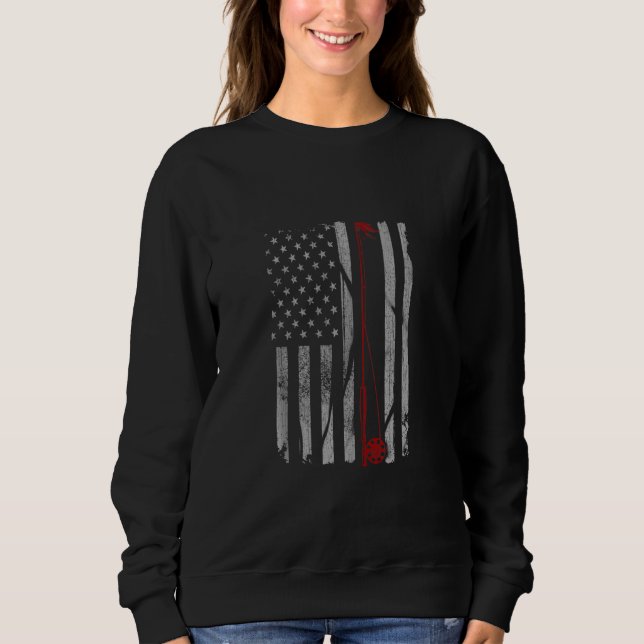 Fly Fisherman Tee Vintage Us Flag Fly Fishing (Front)