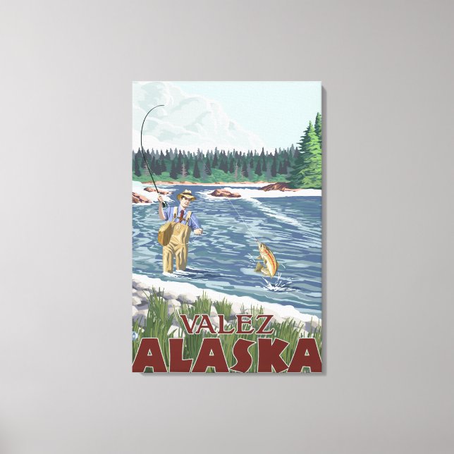 Fly Fisherman - Valdez, Alaska Canvas Print (Front)