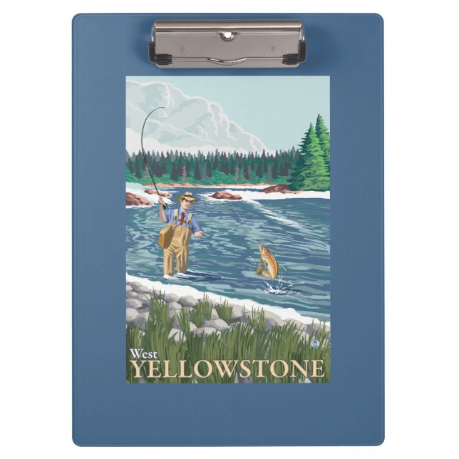 Fly Fisherman - West Yellowstone, Montana Clipboard (Front)