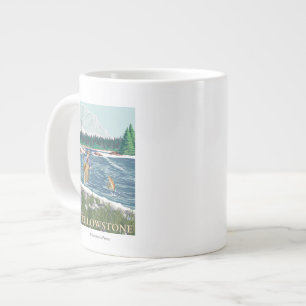 Fly Fisherman - West Yellowstone, Montana Giant Coffee Mug