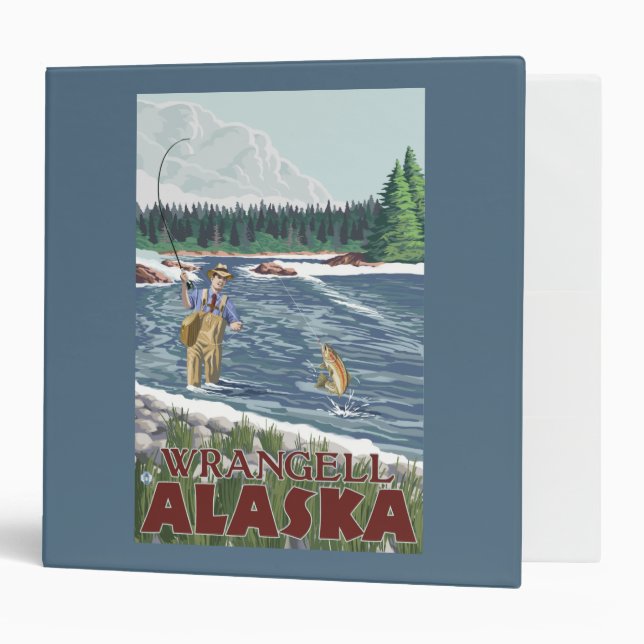 Fly Fisherman - Wrangell, Alaska 3 Ring Binder (Front/Inside)