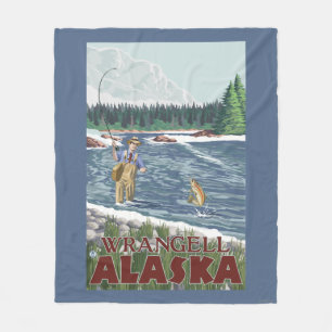 Fly Fisherman - Wrangell, Alaska Fleece Blanket
