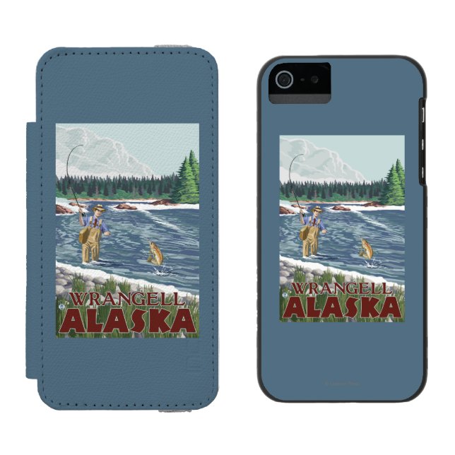 Fly Fisherman - Wrangell, Alaska Incipio iPhone Wallet Case (Side by Side)