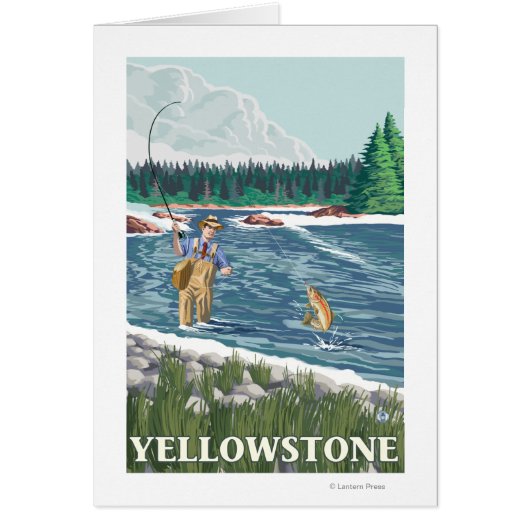 Fly Fisherman - Yellowstone National Park Cards (Front)