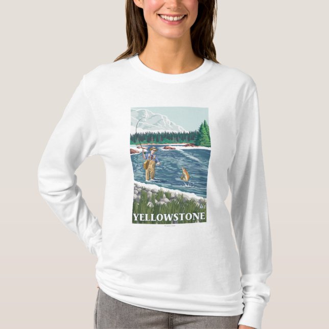 Fly Fisherman - Yellowstone National Park T-Shirt (Front)