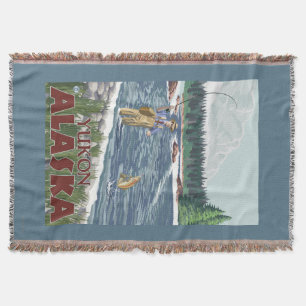 Fly Fisherman - Yukon, Alaska Throw Blanket