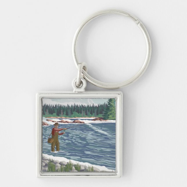 Fly FishermanColorado Keychain (Front)
