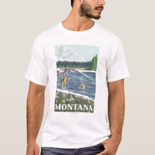 Fly FishermanMontanaVintage Travel Poster T-Shirt