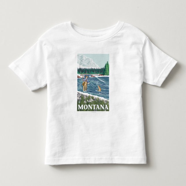 Fly FishermanMontanaVintage Travel Poster Toddler T-shirt (Front)