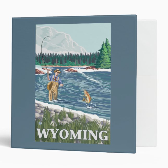 Fly FishermanWyomingVintage Travel Poster Binder (Front/Inside)